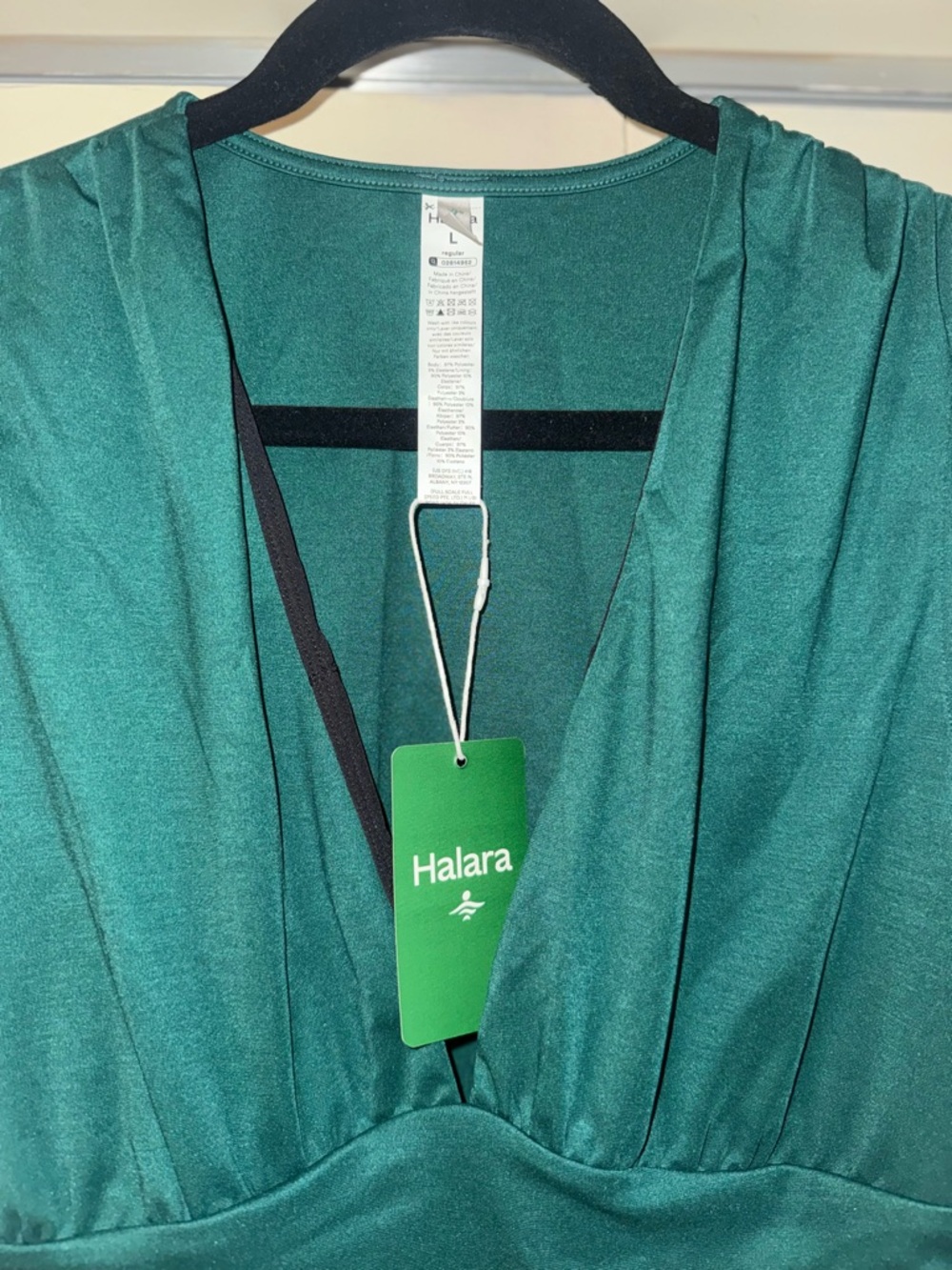 NWT HALARA Sleeveless Wide-Leg V-Neck Jumpsuit in Teal Green - Picture 7 of 8